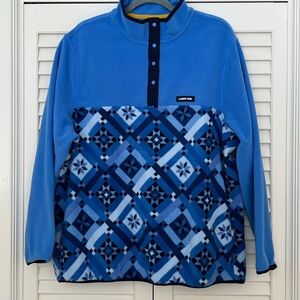 Lands' End Blue Geometric Fleece Top